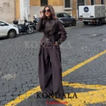 KONDALA Casual Chic Wide Leg Pants Women Office Lady Pockets Pleated Long Trousers Fashion 2026 Spring Summer Streetwear Pants - Image 3