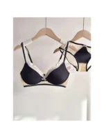 Trendy Black White Lace Bra Set Sexy Pure Desire Deep V Push Up Small Chest Enhancer Comfortable Lingerie Set For Women S M L XL - Image 2