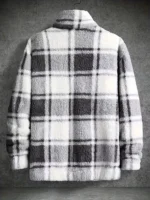 Trendy Mens Plaid Fleece Jackets Vintage Buttoned Lapel Furry Cozy Flannel Jacket Coat For Men Fall Winter New Casual Outerwear - Image 6