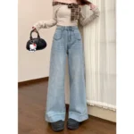 Womens High Waist Wide Leg Jeans Vintage Baggy Denim Pants With Pockets Comfortable Straight Leg Streetwear Fashion Trousers - Image 6