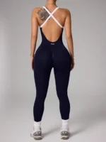 Cross shoulder strap pants jumpsuit yoga suit fitness suit threaded jumpsuit seamless exercise quick drying yoga jumpsuit - Image 4