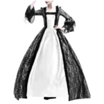 Medieval Lace Patchwork Bell Sleeve Dress Court Retro V Neck Full Length Ankle Dress Women's Fashion Lantern Sleeve Gown - Image 4