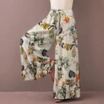 Floral Print Wide Leg Women Pants Spring Drawstring Bohemia Trousers Lady Casual Loose Elastic Waist Pantalonsw Plus Size - Image 4
