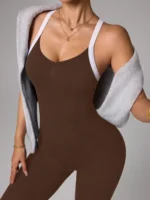 Cross shoulder strap pants jumpsuit yoga suit fitness suit threaded jumpsuit seamless exercise quick drying yoga jumpsuit - Image 6