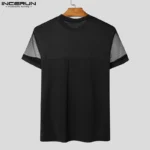 2025 Men T Shirt Mesh Patchwork See Through Summer Skinny Men Clothing Streetwear Sexy INCERUN Fashion Party Camisetas Tee Tops - Image 6