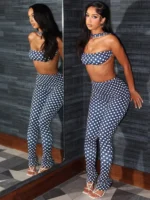 Sisterlinda Women Backless Tracksuit Dot Print Sexy 2 Piece Set Halter Tank Tops+Leggings Matching Streetwear Stretch Outfits - Image 3
