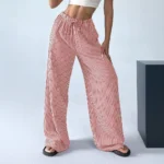 2025 Autumn New Cross border Women's Fashion Loose Striped Drawstring Elastic Waist and Floor Pants from Europe and America - Image 4