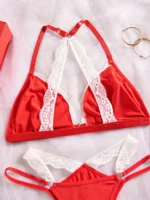 Women Lace Bra Set Front Button Deep V Bra with Matching Panties Thin Padded Comfortable Underwear - Image 4