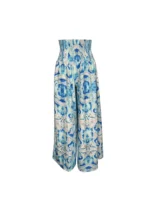 Women's High Waist Printed Wide-Leg Pants Ruched Design - Beach Vacation Casual & Commute Fashion Slim Fit Outfits - Image 2