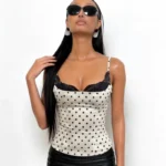 Womens Summer Sexy Vest Top Polka Dot Lace Straps Backless Tank Top Streetwear Y2K Harajuku Style Underwear Outdoor Daily Wear - Image 4