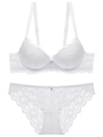 1 Set Elegant Lace Embroidery & Breathable Fabric Lingerie Set: Push-Up Bra, Drop Waist Sheer Panty - Ultimate Valentine's Day - Image 5