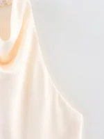 Women's Satin Halterneck Tank Top Backless Button Detail Sexy Flowing Camis Fashionable Athleisure Wear - Image 6