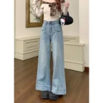 Womens High Waist Wide Leg Jeans Vintage Baggy Denim Pants With Pockets Comfortable Straight Leg Streetwear Fashion Trousers - Image 2
