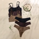 Hot Sale High Quality Latest Design Us Size Stylish Solid Ice Silk Seamless Wireless Bras And Women Underwear Set - Image 2
