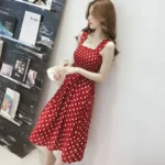 Women Summer Sleeveless Dot Dress Sexy Backless A-Line Spaghetti Strap Beach Style Dresses Camisole Off-Shoulder Folds Vestidos - Image 3