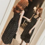 Women Summer Sleeveless Dot Dress Sexy Backless A-Line Spaghetti Strap Beach Style Dresses Camisole Off-Shoulder Folds Vestidos - Image 5