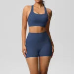 2PCS Sportswear With Pocketed Yoga Set Gym Clothes Yoga Suits For Women Tracksuits Sports Shorts Crossover Bra Gym Leggings - Image 3