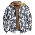 Glow Pumpkin Screaming Ghost Print Men's Halloween Hooded Coat Jackets Zip-Front Pocket Fall Costume Cozy Outerwear Trending - Image 4