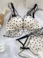 BANERDANNI Simple Light Luxury Love Printed Lace Underwear Set Women's Small Breasts Gather Sexy Pure Desire Sweet Bra Cute Bra - Image 2