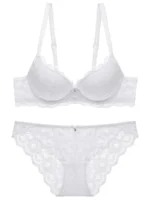 1 Set Elegant Lace Embroidery Breathable Fabric Lingerie Set Push-Up Bra Drop Waist Sheer Panty - Ultimate Valentine's Day - Image 6