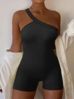 New Women's Yoga Rompers Ribbed Spaghetti Strap Exercise Romper One Piece Jumpsuit Fitness Jumpsuits - Image 6