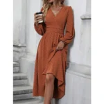 Dresses 2025 Woman Fall and Winter New Arrival: Off-Shoulder Lantern Sleeve Pleated Long Dress Tops Skirts Y2k Clothes - Image 5