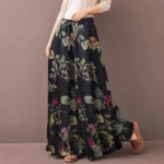Floral Print Wide Leg Women Pants Spring Drawstring Bohemia Trousers Lady Casual Loose Elastic Waist Pantalonsw Plus Size - Image 2