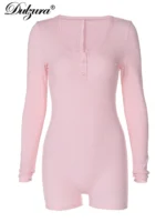 Dulzura Skinny Long Sleeve Playsuits Solid Bodycon Jumpsuits Rompers Evening Party Club Holiday Workout Sport Women Clothes Y2K - Image 6