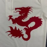 Y2K Summer High Street American Sports Casual Vintage Top Creative Dragon Printed Polo Neck Short Sleeve Commuter Button T-shirt - Image 6