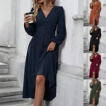 Dresses 2025 Woman Fall and Winter New Arrival: Off-Shoulder Lantern Sleeve Pleated Long Dress Tops Skirts Y2k Clothes - Image 6