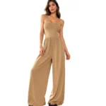 Sleeveless Suspender Slim Sexy Tunic Vest 1-piece Wide-leg Trousers Womens Summer New Solid Color Elegant Pocket Sports Jumpsuit - Image 5