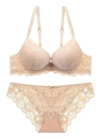 1 Set Elegant Lace Embroidery & Breathable Fabric Lingerie Set: Push-Up Bra, Drop Waist Sheer Panty - Ultimate Valentine's Day - Image 3
