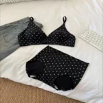 Red Polka Dot Seamless Bra Set Women Soft Support Thin Small Bust Gathering Wedding Bride Natal Year Lingerie Set S-XL - Image 3