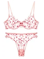 YUQI Chic Heart Lace Push-Up Bra Set | Small Bust Enhancer | Anti-Sagging Mesh Underwear | Women's French Style Lingerie Kit - Image 5