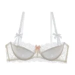 French Pure Passion Bow Shaped Shoulder Strap Lace Sexy Half Cup Push Up Bra Set Women's Thin Lingerie Big Breast Small Cup S-XL - Image 2