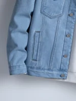 Men's Fleece-Lined Denim Jacket, Imitation Lamb Wool Collar Thickened Warm Coat, Retro Casual Washed Denim Top - Image 6