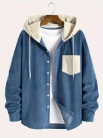 The 2025 new fashion trend spring and autumn corduroy hooded jacket is comfortable and casual for daily commuting for men - Image 5