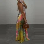 Casual High Waist Evening Party Dress Sexy V-neck Backless Sleeveless Vacation Robes Elegant Bohemian Printed Women Loose Dress - Image 5