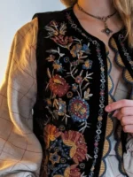 Vintage Women's Flower Embroidered Vest O Neck Sleeveless Cardigan Top 2025 Summer New Versatile Chic Woman Waistcoat - Image 5
