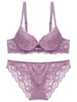 1 Set Elegant Lace Embroidery Breathable Fabric Lingerie Set Push-Up Bra Drop Waist Sheer Panty - Ultimate Valentine's Day - Image 5