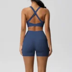 2PCS Sportswear With Pocketed Yoga Set Gym Clothes Yoga Suits For Women Tracksuits Sports Shorts Crossover Bra Gym Leggings - Image 2