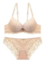 1 Set Elegant Lace Embroidery Breathable Fabric Lingerie Set Push-Up Bra Drop Waist Sheer Panty - Ultimate Valentine's Day - Image 3