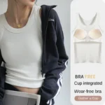 New Women Solid Round Neck Ribbed Tank Top Camisole Women Summer Basic Elastic TankTop One-piece Vest with Chest Pad Y2k - Image 2