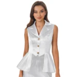 Women Sleeveless Vests Steampunk Victorian Costumes Waistcoat Jacket Top Turn-Down Collar Tuxedo Tank Top Cosplay Gothic Outfit - Image 2