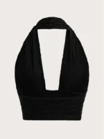 Sexy Solid Backless Crop Halter Top Women Summer 2024 Y2K Clothes Grunge High Street Style Club Sleeveless Cami Top Streetwear - Image 2