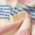 2025 New Summer Women Short Sleeve Single Breasted Short Tops + Color Striped Bodycon Short Skirts Knitted Two Piece Set Outfit - Image 6