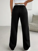 Side Stripe Wide Leg Sweatpants - "CULTURE" Print Waistband Casual Pants for Women - Image 4