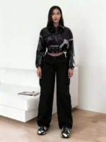Women's classic multi pocket camouflage straight leg pants, button closed Y2K pants, suitable for daily outdoor wear in all seas - Image 2