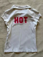 Deeptown Y2k White Vintage Women's T-Shirts Harajuku Short Sleeve Harajuku Printed American Style Tees Polo Collar Slim Gyaru - Image 3