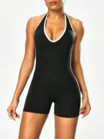 Cross-body yoga jumpsuit with color-blocking design, backless workout jumpsuit for women, outerwear for cross-border fitness and - Image 2